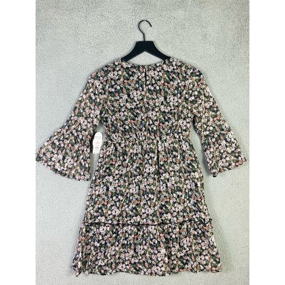 Wonder Nation Girls Floral Mini Dress Bell Sleeves Size L Multicolor NEW - Picture 11 of 12